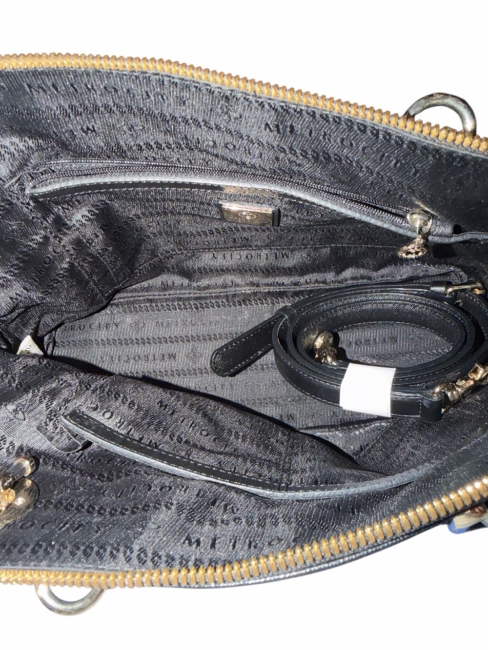 NWOT Metrocity Milano Black Saffiano Leather Dome Satchel Bag - Picture 7 of 7